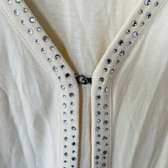 Talbots Size 1X Bling Collar 1 Button Cardigan Ivory - Picture 6 of 15